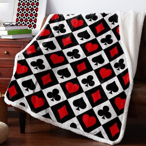 Poker Squares Spades Hearts Plaid Texture Throw Blanket Soft Fleece Blankets Winter Blanket Portable Picnic Blankets Bedclothes