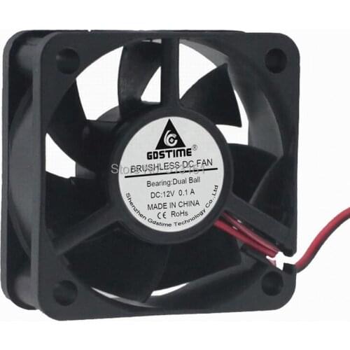 2 Pcs Gdstime 50mm DC 12V 2Pin 5020 50x50x20mm Ball Bearing Mini Cooler Cooling Fan