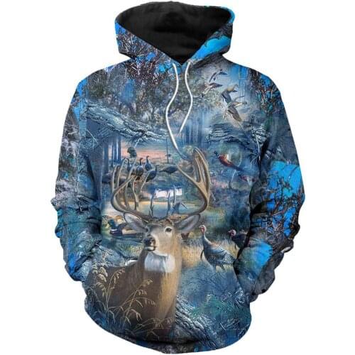 Blue Hunting Camo 3D Printed Men Hoodies/sweatshirts Harajuku Fashion Hooded Autumn Hoody Casual streetwear sudadera hombre
