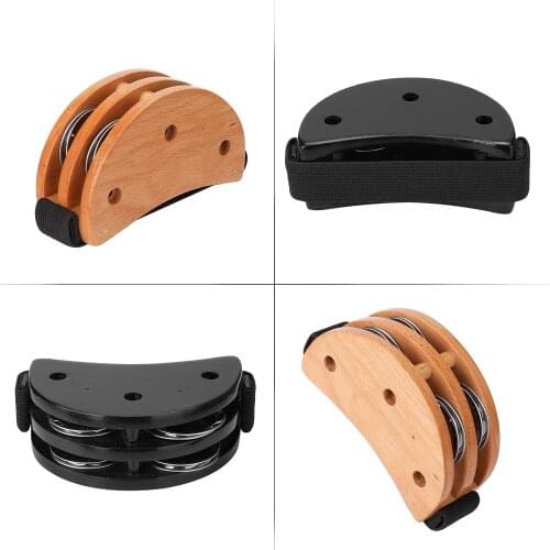 Foot Tambourine Black Drum Companion Jingle Tambourine Percussion Instrument Accessory Lightweight Hand Foot Dual-use