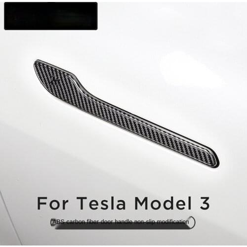 Car Door Handle Wrap Cover For Tesla Model 3 2010 to 21 Accessories Carbon Fiber ABS Protector Sticker Model3 Model Y Three New