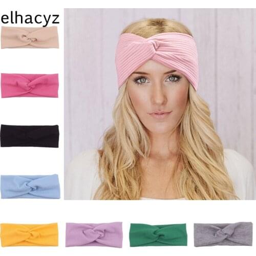 2021 New Solid Color Cotton Headband For Women Girls Baby Headband Elastic Knot Headbands Twist Fashion Cross Hair Accessories