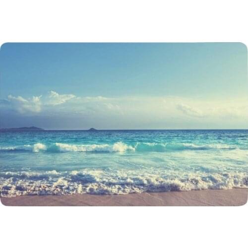 Blue Sea Ocean Wave Anti-slip Door Mat Home Decor, Summer Nautical Beach Indoor Outdoor Entrance Doormat Rubber Backing