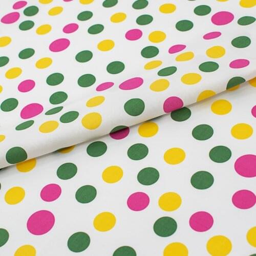 Magenta Yellow And Green Dot Digital Pure Cotton Fabric For Dress Tissus Au MÈTre Telas Por Metro Ткань Для Шитья DIY Vestidos