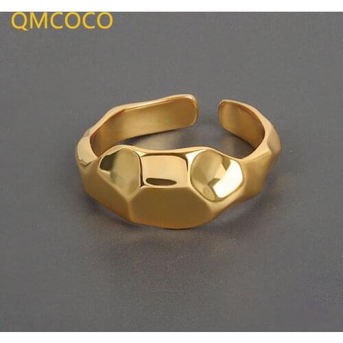 Korean INS Style Simple Design Geometric Irregular Concave-Convex 925 Silver Open Ring For Women jewelry Decoration