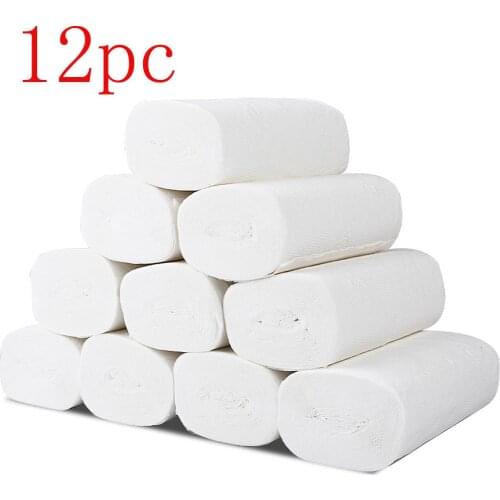 12 Pack Three-Layer Home Bath Roll Toilet Paper White Tissue Soft Skin-Friendly Toilet Paper Towels