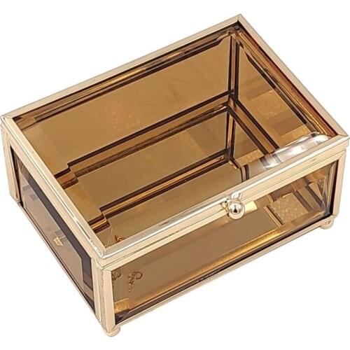 Glass Jewelry Box Vintage Clear Glass Holder Jewelry Storage Organizer For Dressing Table Decoration Storage Jewelry Box