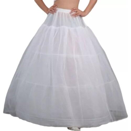 Bridal 3 Hoops Maxi-Length Petticoat Drawstring Waistband Multi-Layer Ball Gown Wedding Dress Bustle Underskirt