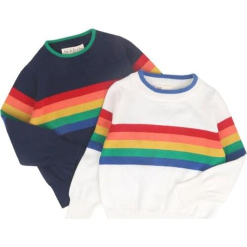 1 -6 year Boys Rainbow Children Sweater Autumn Winter Fashion 2019 Baby Girl Boys Clothing Children Tops Girls Sweater