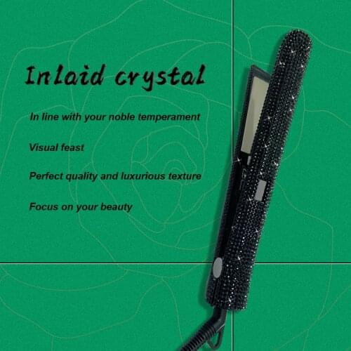 Professional Flat Iron Hair Straightener PTC Safely Heating to 480℉ Bling Crystal Titanium Hair Straighteners
