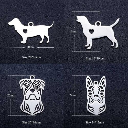 10pcs/lot Pet Dogs High Polish DIY Jewelry Charms Wholesale 100% Stainless Steel Charm for Bracelet Making Factory Direct