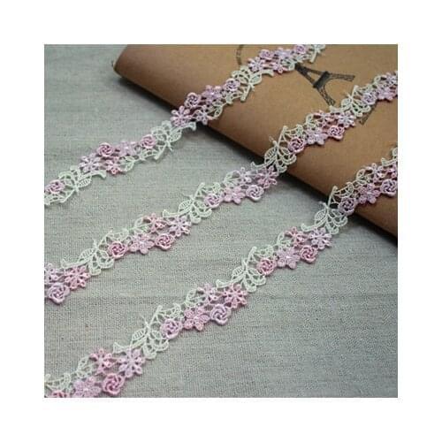 2yards/2.5cm Light pink Delicate Polyester Small Flowers Lace Trims Lace Ribbon DIY Baby Clothes Dress Accessories