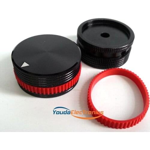 2PCs Black Red 40X18 mm Aluminium HIFI AMP volume Control potentiometer Knob 6.0mm hole