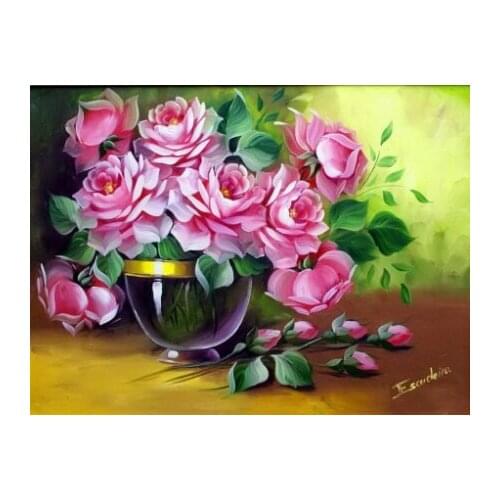 Diamond Mosaic Diy Dmc Cross Stitch,Unfinished Sets For Embroidery Kits Water Red Rose Pattern Enough Thread Factory Wholesale