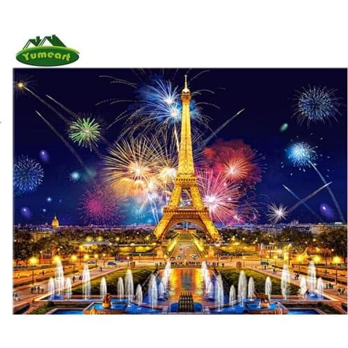 5D Diy Diamond Painting Cross Stitch Night Eiffel Scenic Tower Mosaic Kits Home Decor Full Diamond Embroidery Creative Crafts