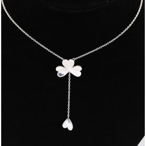Authentic S925 Sterling Silver Lucky Four-Leaf Petals Necklace For Women Wedding Party Gift fit Lady Fine Jewelry