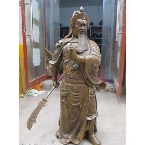 Bi002268 39"China Bronze Sculpture dragon long Beautiful beard god knife Guan Gong Statue