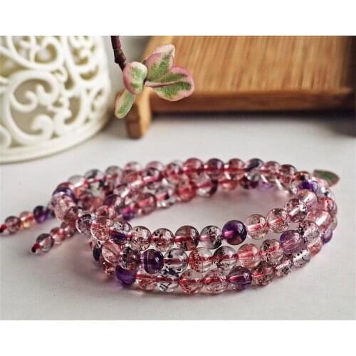 6.3mm Natural Super Seven 7 Crystal Rutilated Melody Stone Hair Beads Bracelet