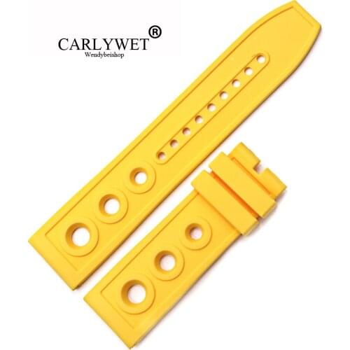 CARLYWET 22 24mm Wholesale High Quality Waterproof Rubber Silicone Replacement Wrist Watch Band Strap Loops Belt For Superocean