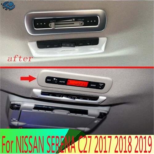 For NISSAN SERENA C27 2017 2018 2019 Car Decoration ABS Chrome Matte Rear Roof Air Conditioning Switch Trim