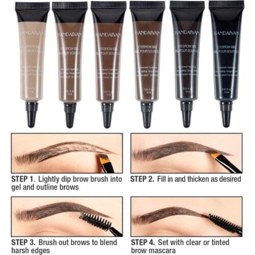 HANDAIYAN 6Colors Liquid Dyeing Eyebrow Cream Set Waterproof Durable Brown Tint Eyebrow Henna Mascara Eyebrows Paint Makeup
