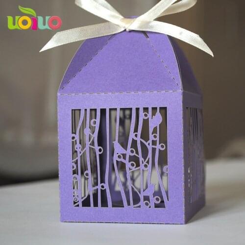 Customized pearl paper laser cut fashionable purple wedding cake boxes wholesale unique wedding cake boxes