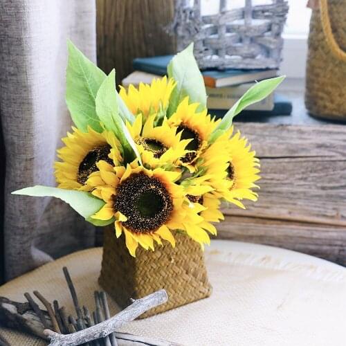 1 beautiful sunflower bouquet silk flower high quality artificial flower home garden party DIY
