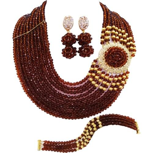 Brown African Beads Jewelry Set 10DBPH03