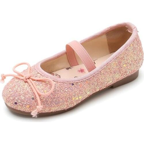 Girls' Leather Shoes Childrens Single Shoes Dress Shoes Crystal Princess Shoes Sweet for Party Sequined Chic Fashion Bow-knot