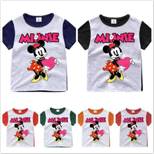 Summer Kids Baby Girl Short Sleeve T Shirts Minnie Mouse Print Cartoon Boy T-Shirts Children Tee Top Girl Clothes toddler tshirt