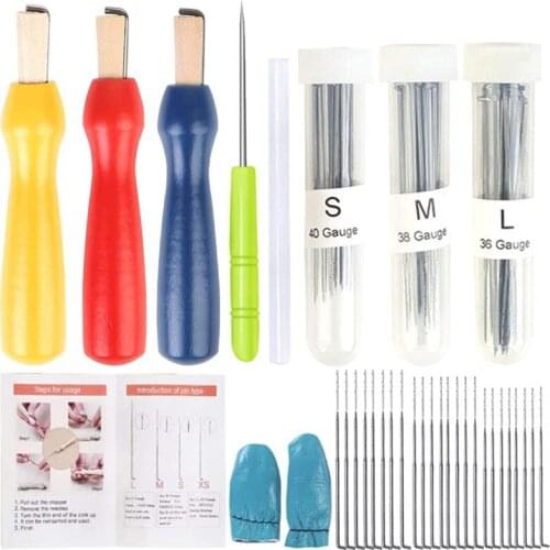 LMDZ 60 Pcs Felting Needles with Needle Felting Tool Holder, Glue Stick, Finger Cot, Felting Supplies, Awl, Needle Felting Tool
