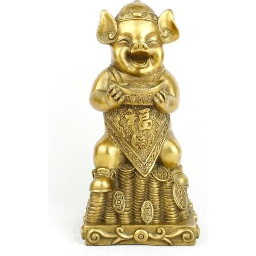 A copper ingot pig money lucky pig ornaments