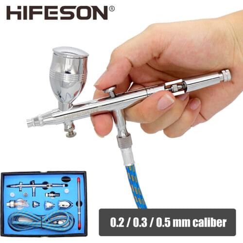 HIFESON Pneumatic Spray Gun Pneumatic Mini Spray Gun Tool 0.2/0.3/0.5mm Nozzle Spray Gun Pen for Automotive Commercial Paint