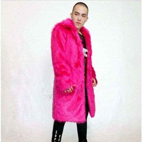 MenS Winter Autumn Long Section Fake Fur Outwears Large Size Warm Lapel Male Fashion Man-Made Fur Overcoats S/3Xl Jackets J3239