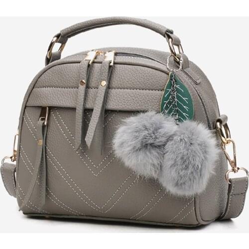 New Fashion Women Handbag PU Leather Shoulder Bag Casual Cross Body Bags Totes with Ball New