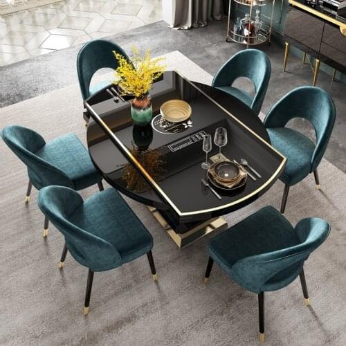 2019 NEW Light luxury dining table and chair combination post-modern living room retractable round multi-function dining table