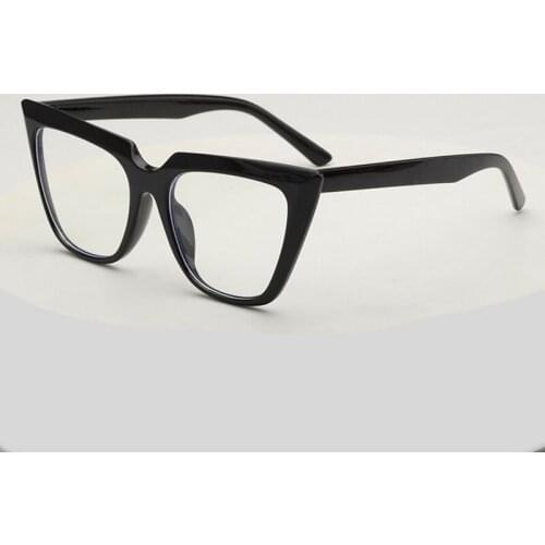 New 2021 Black Full Transparent Frame Trend Flat Lens Men Women Anti-Blue Glasses One Character Eyebrow Design Style