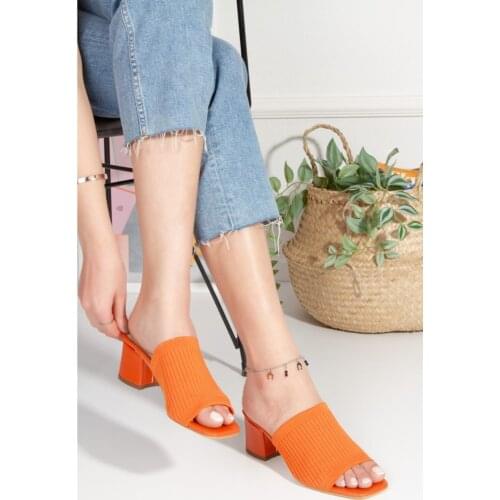 ORANGE Knitwear Heels Slippers Women modern Flexible Comfortable Fashion Casual And Special Design