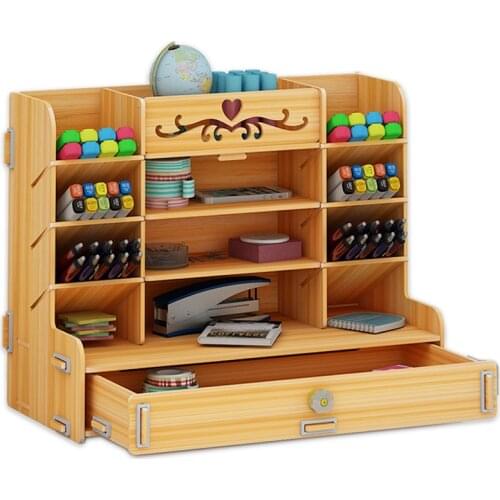 Ayane Creative pen container storage box small lattice office desktop shelf students home personality simple pen organizer