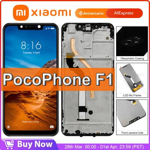 Original 6.18" For Xiaomi Poco F1 LCD Touch Screen Replacement Digitizer Assembly For Mi Pocophone F1 Display Repair Parts Frame