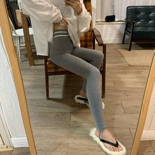 Autumn/Winter Korean version 2020 new high waist slimming plus velvet thick black outer wear stepping bottoming trousers womens