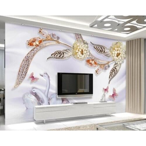 Custom papel de parede 3d, pearl flower swan mural for living room bedroom sofa background decoration wallpaper