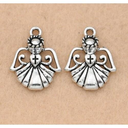 KJjewel Antique Silver Plated Nurse Angel Charm for Jewelry Making Bracelet Accessories Handmade DIY 22x17m