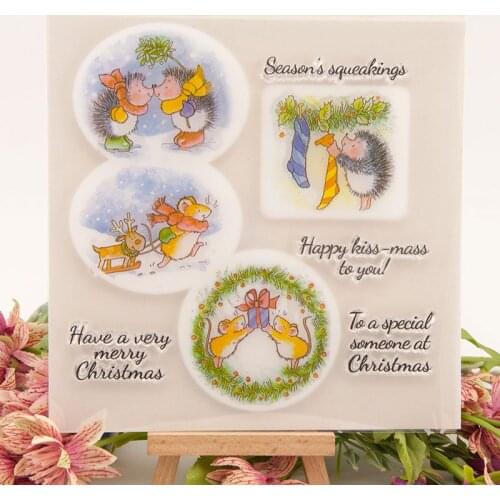 16x16 Cute Animal Hedgehog Transparent Clear Silicone Stamp/Seal DIY Scrapbooking/photo Album Clear Stamp Sheets