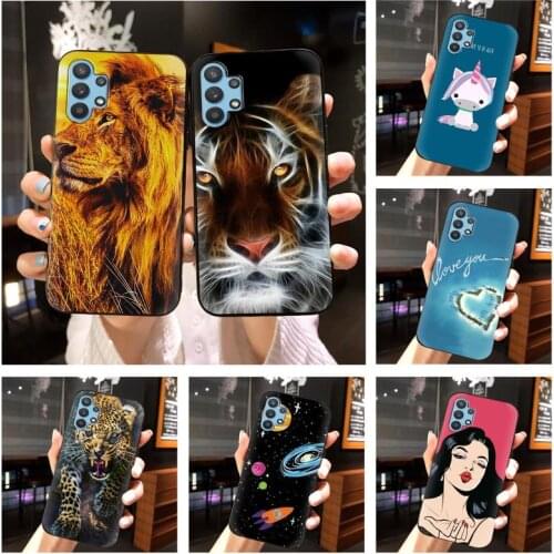 Anti-dust Glitter Phone Case For Samsung Galaxy A32 4G/A32 LTE Black Case Cartoon Back Cover Cover