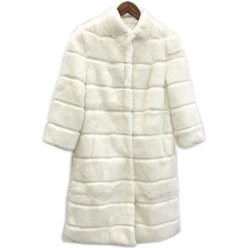 Plus size 2019 real natural rex rabbit hair fur coat 11 colors womens long design winter warm outwear female overcoat