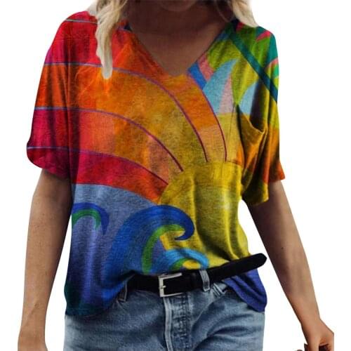 Printed Short Sleeve Shirt Womens Summer Ptop Blouse Casual Crew-neck Tunic Shirt Plus Size Women Clothing Vetement Femme Blusa