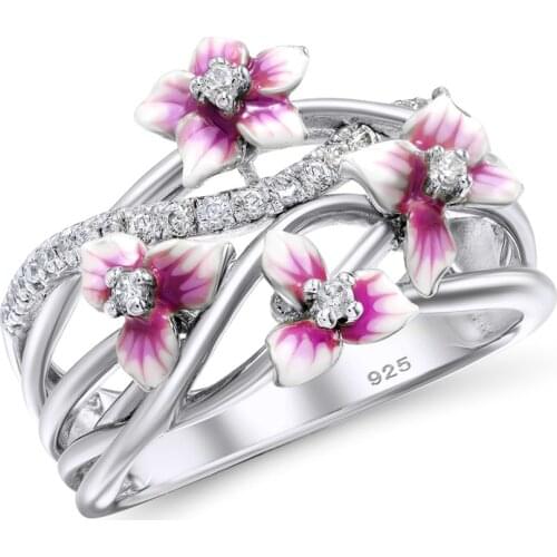 S925 Sterling Silver Flower Ring Earring for Women Diamond Bridal Sets Rings for Luxury Ethnic Anniversary Silver Fine Jewelry