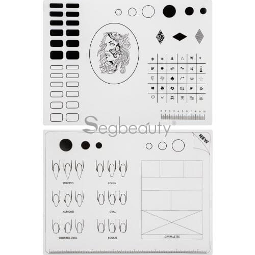 Segbeauty 2pcs Silicone Stamping Pad Nail Practice Tool Portable Template Mat Foldable Nail Art Pad Manicure Stencil