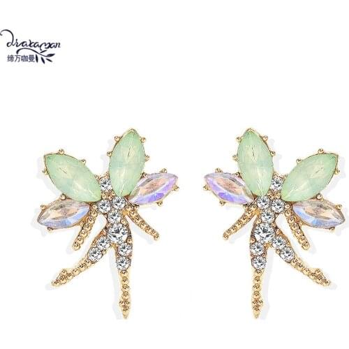 Dvacaman Crystal Statement Earrings Women Wedding Bridal Dangle Drop Earrings Wholesale Jewelry Female Bijoux Party Gift Bijoux